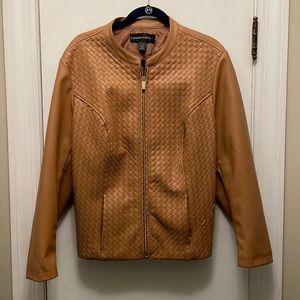 Faux Leather Moto Jacket Camel Size 1X